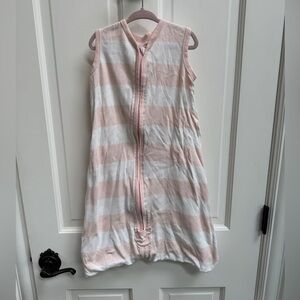 Burt’s Bees Baby 6-12M Medium Girls Pink & White Stripe Baby Sleep Sack